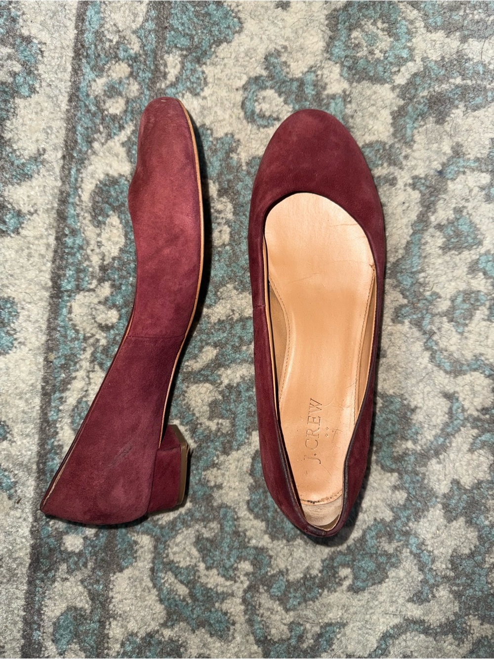 J. Crew Women's Burgundy Suede Block Kitten Heel Pump